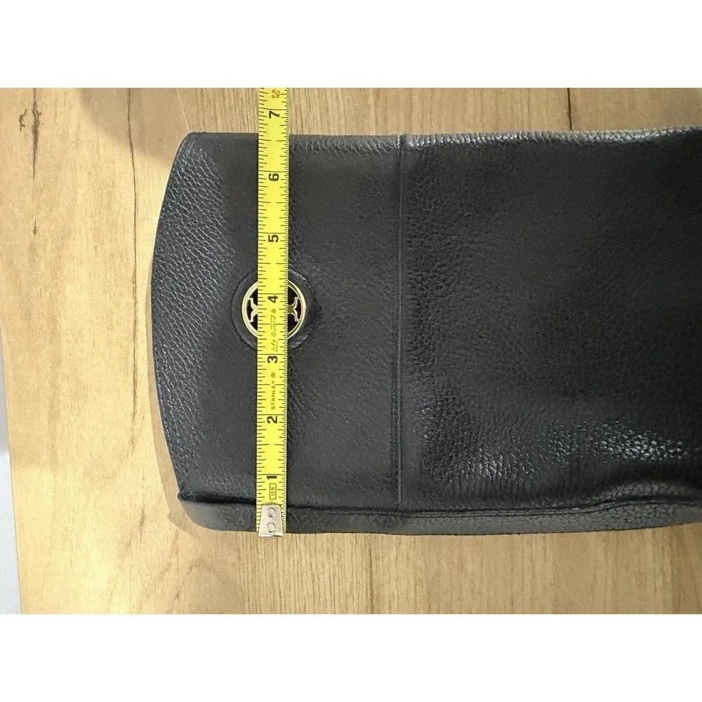 Tory Burch Black Riding Boots Pebbled Leather Sz 7 Gold‎ Detail